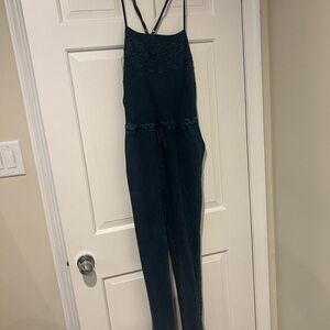 O'Neill Black Embroidered Strap Jumpsuit with Tie Waist